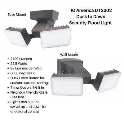 Bronze Dual Head LED Dusk-to-Dawn Security Flood Light