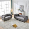 Chesterfield Velvet Sofa, 3+2 Seater Deep Seat with Button Nailhead and Square Arm for Living Room, Bedroom, Office - 3 of 4