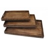 HomeRoots Set of Three Brown Wood Nesting Serving Trays - 3 of 4