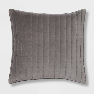 Euro Channel Stitch Velvet Sham Quilt Sham Charcoal - Threshold™ : Target