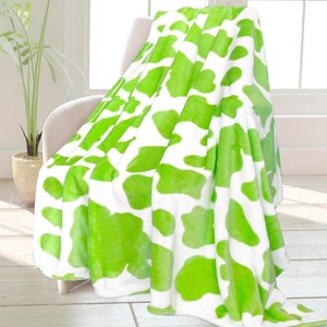 Lomsoe Green Cow Print Blanket Soft Flannel Blanket, Cozy Blanket and Throw for Adults Kids Boys Teens Gifts Warm Throw All-Season for Couch Sofa Bed - 1 of 4