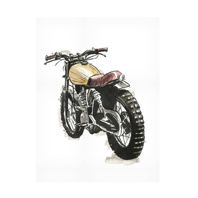 14" x 19" Annie Warren 'Motorcycles in Ink III' Unframed Wall Canvas - Trademark Fine Art