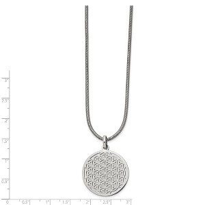 Chisel Stainless Steel Polished Flower Cut-out Small Circle Pendant on an 18" Snake Chain Necklace - 1 of 2