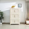Gulches Cream White Folding Storage Cabinet - 5-Tier Collapsible Organizer with Magnetic Door & Wheels, Plastic Storage Bins for Home/Office - 3 of 4