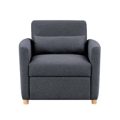 Navy Blue Convertible Sleeper Accent Chair with Wood Legs