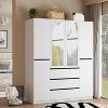 TiramisuBest Wardrobe Armoire, 2-Door Closet with Drawers & Hanging Rod, Twill Wooden Storage Cabinet, Modern White, 20.4"D x 31.5"W x 76.77"H - 2 of 4