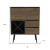 HomeRoots 46" Dark Brown and Black Wood Console Bar Cabinet With Single Door And Two Drawers - 3 of 4