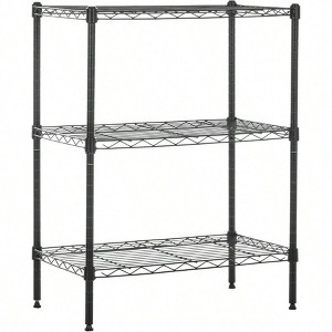 3 - Shelf Adjustable Heavy Duty Steel Wire Rack Storage Shelving Organizer Kitchen Garage Black 23.2 Inch Lx 13.4 Inch Wx 30 Inch H - 1 of 4