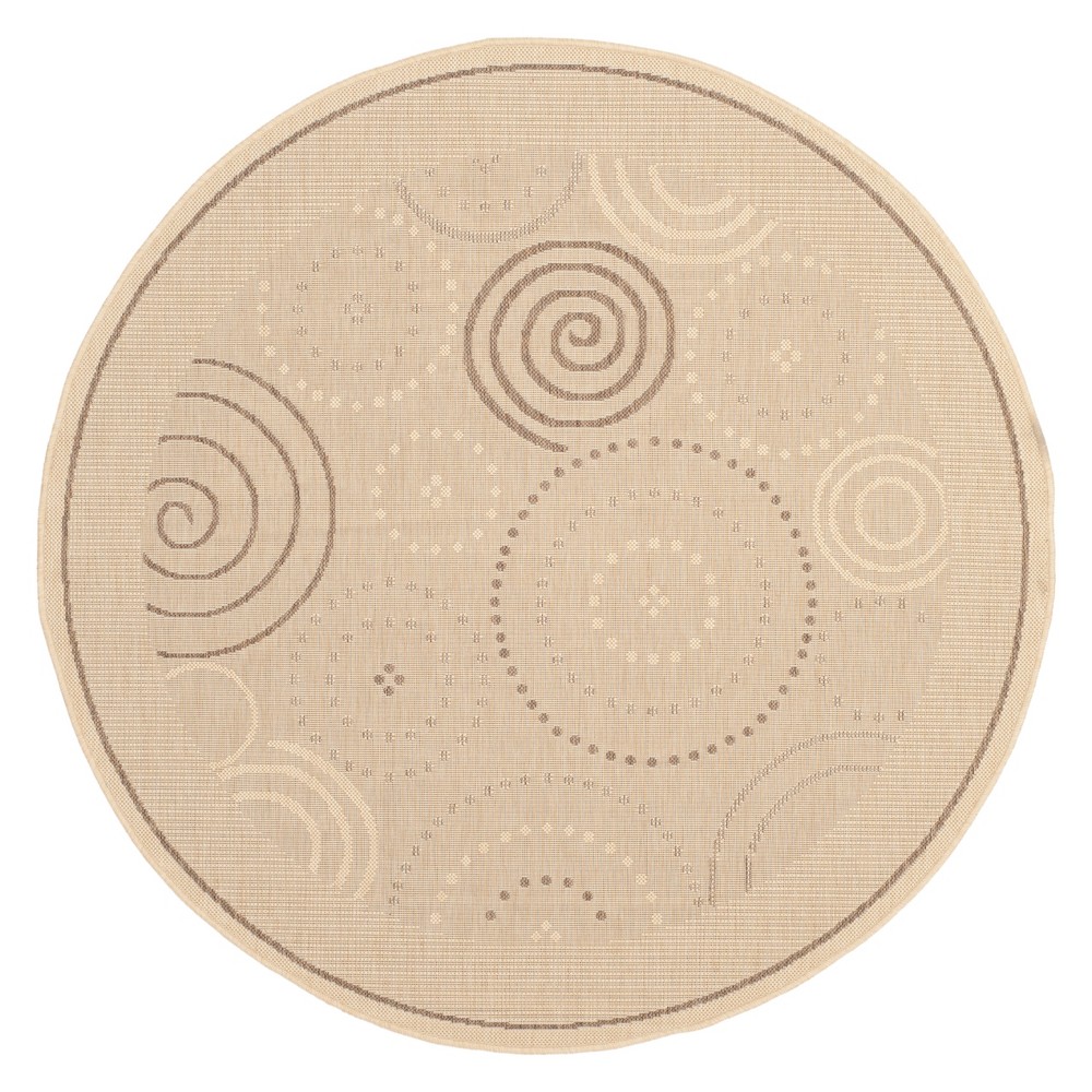 5'3in Round Cannes Outdoor Rug Natural/Brown - Safavieh