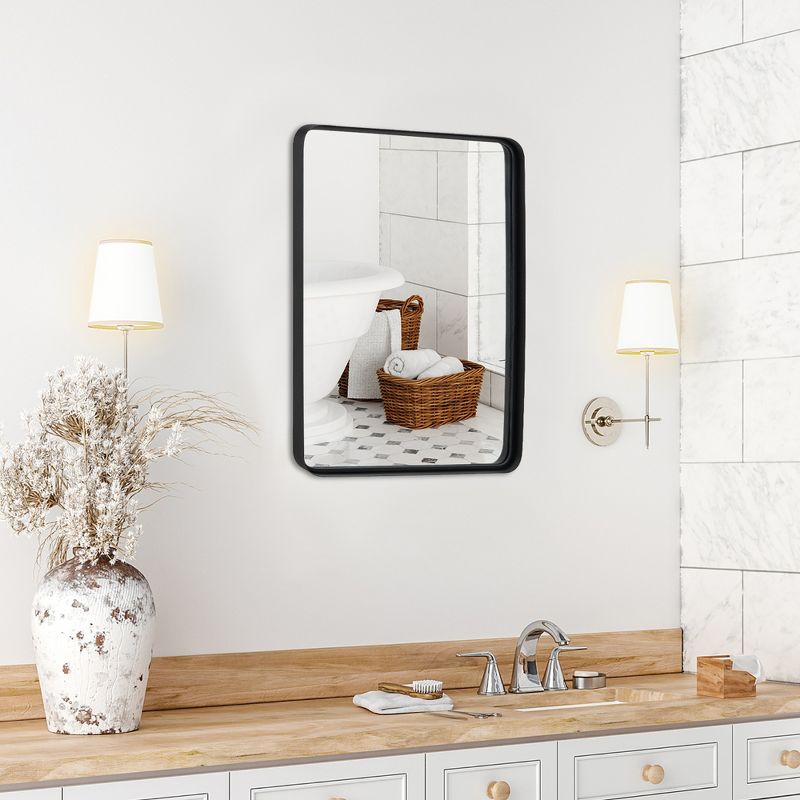 Costway 24''X16''\36''X24''\30''X22''Wall Mount Bathroom Mirror Rectangular Vanity Mirror Vertical Horizontal, 3 of 11