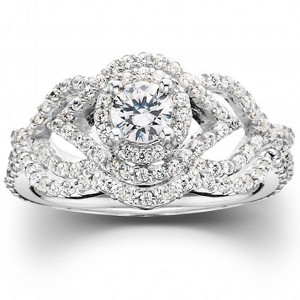 Pompeii3 1 CT Diamond Intertwined Engagement Matching Wedding Ring Set 10K White Gold - 1 of 4