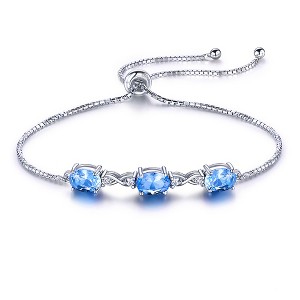 Adjustable Chain Bracelet for Women Silver Created Blue Topaz Ginger Lyne Collection - 1 of 4