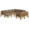 vidaXL 10-Piece Bamboo Patio Furniture Set with Taupe Cushions - Outdoor Garden Lounge Sofa - Modular Design, Includes Table and Cushions - 3 of 4