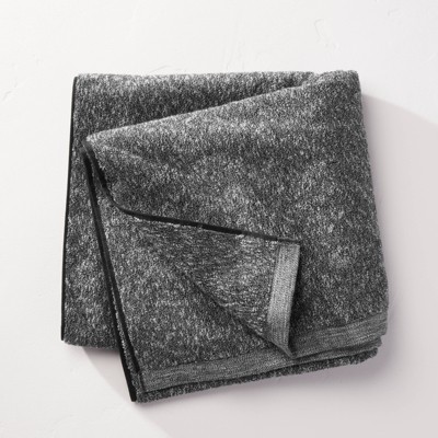 Slub Accent Organic Bath Towel Black - Casaluna™