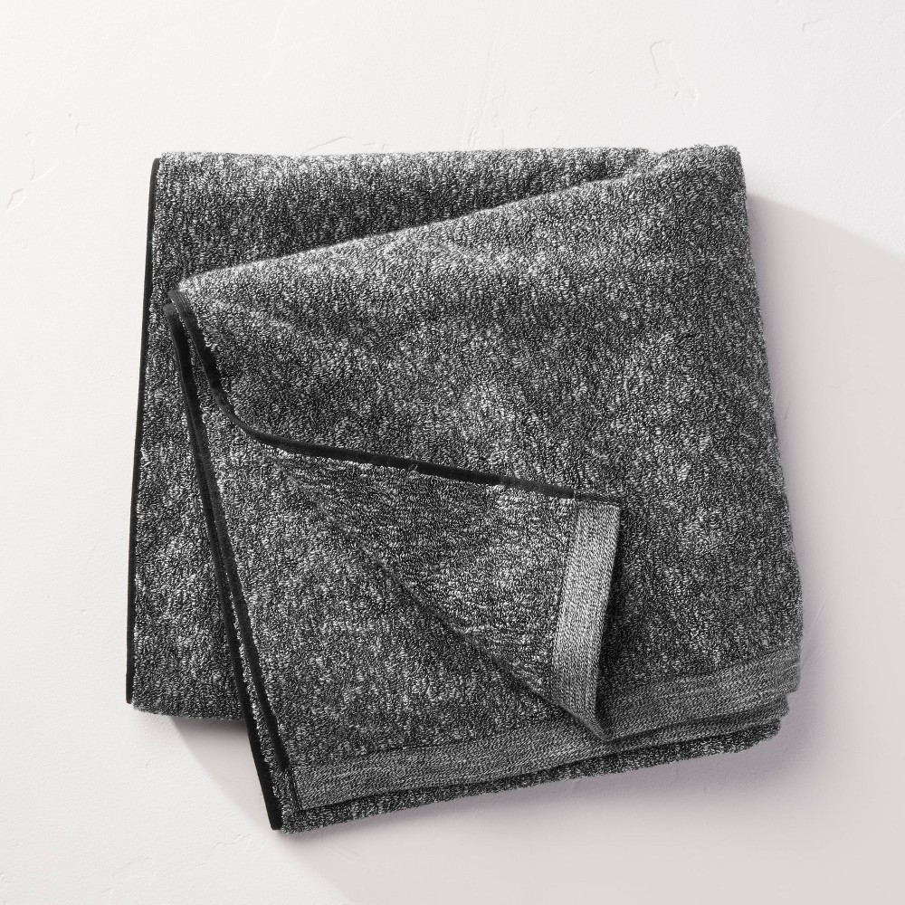 Photos - Towel Slub Accent Organic Bath  Black - Casaluna™