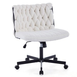 Modern Armless Criss Cross Office Desk Chair, 300 lbs Weight Capacity, Swivel, Cross Leg Base, Faux Fur Seat, Adult, Hard Floor - 1 of 4