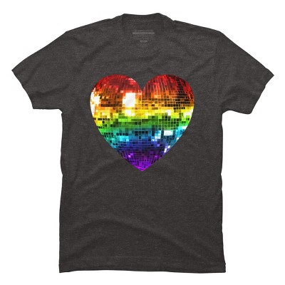 Adult Design By Humans Disco Ball Rainbow Heart By melvillesT-Shirt
