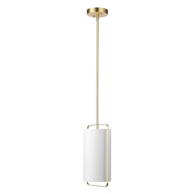 Dylan Pendant Light with Fabric Shade White/Gold - Globe Electric