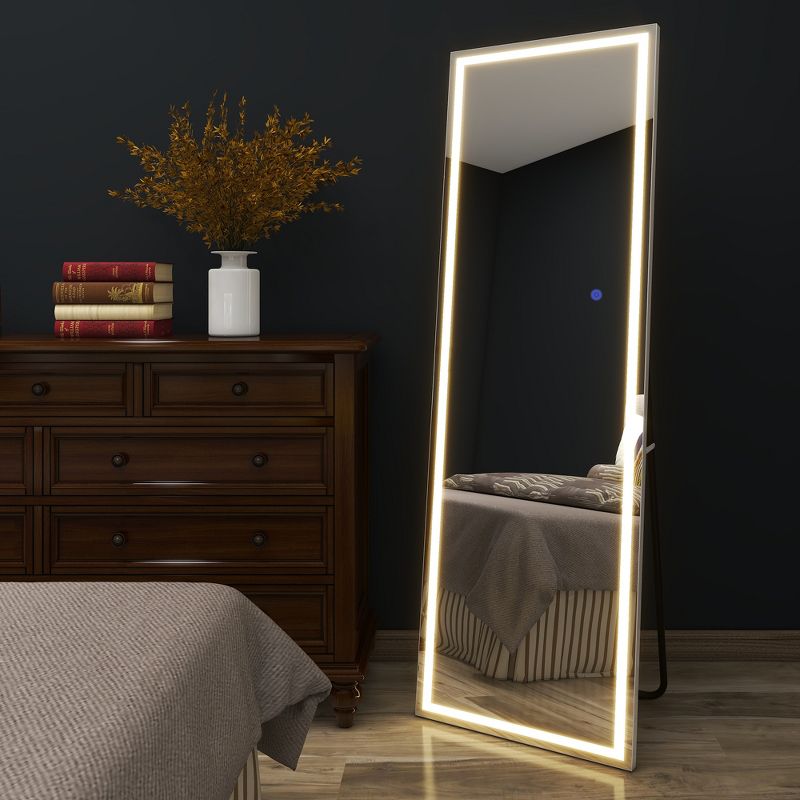 Neutypechic LED Rectangle Full Length Mirror Standing Mirror - 63"x20",White, 1 of 8