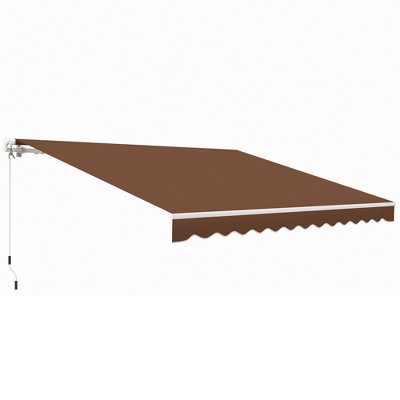 Outsunny 12' x 10' Manual Retractable Awning Outdoor Sunshade Shelter for Patio, Balcony, Yard, with Adjustable & Versatile Design