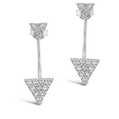 SHINE by Sterling Forever Sterling Silver CZ Triangle Jacket Earrings