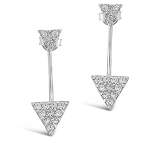 SHINE by Sterling Forever Sterling Silver CZ Triangle Jacket Earrings