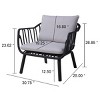 Set of 2 Outdoor Arm Chairs with Plastic Frame and Cushions,Modern Weather Resistant Lounge Chairs for Garden,PP Patio Arm Chair-Koiai - 4 of 4