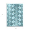 Teal Blue And Ivory Geometric Washable Indoor Outdoor Area Rug - 3 of 4