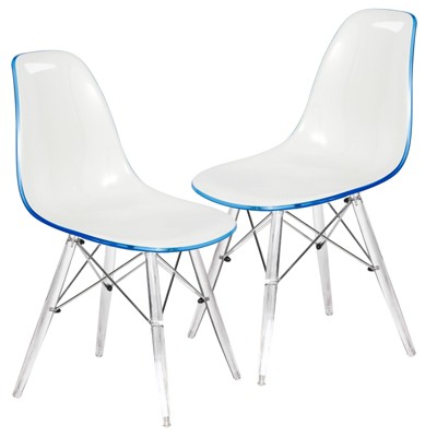 LeisureMod Cresco Mid-Century Modern Acrylic Dining Chair with Acrylic Dowel Eiffel Legs – Kitchen & Dining Room Chair