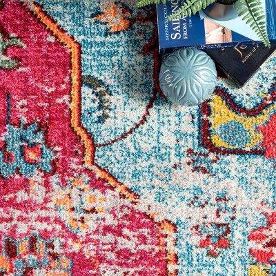 Reversible Medallion Synthetic Area Rug - Stain-resistant and Easy Care