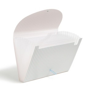 U Brands 13 Pocket Poly Expandable File Folder Muted Prep Stripes - 1 of 4