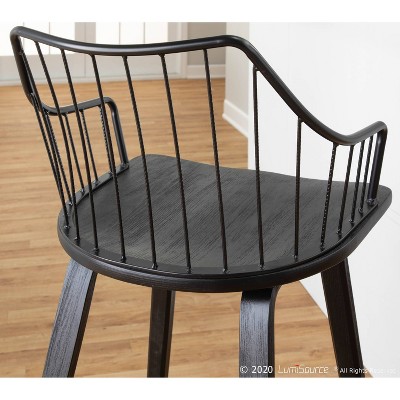 Winston Black Wood and Metal Swivel Counter Stool