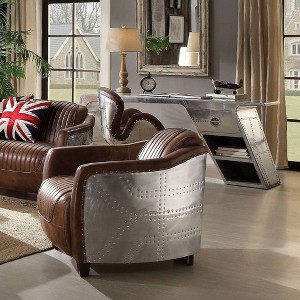 Brancaster 29" Accent Chairs Retro Brown Top Grain Leather and Aluminum - Acme Furniture - 1 of 4