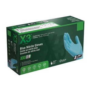 Ammex X3 Nitrile Gloves X-Large Blue 100/Box (X348100) - 1 of 4