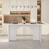 FUFU&GAGA Modern White Dining Table with Arch - Shaped Legs - Stylish Centerpiece for Your Dining Space - 3 of 4