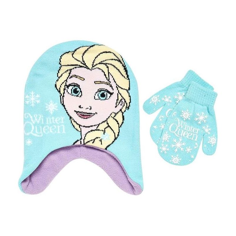 Disney Frozen Elsa Girls Hat and Mitten Cold Weather Set, Toddlers Age 2-4, 1 of 6