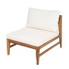 Christopher Knight Home Simms Outdoor Acacia Wood Armless Chair with Open Slatted Back (Set of 2), Teak/Cream - 4 of 4