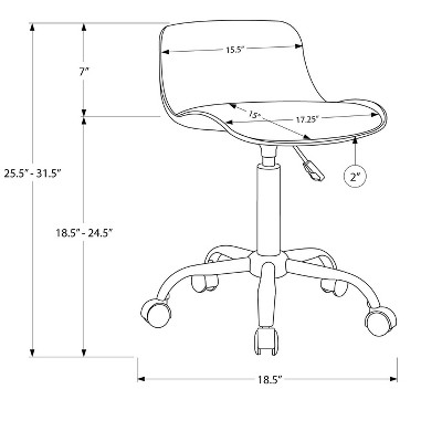White Leather Armless Swivel Kids Desk Chair