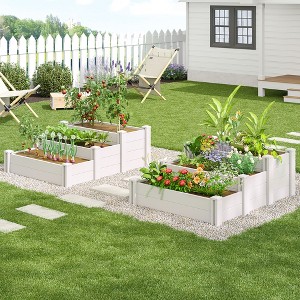 PexFix Outdoor White Rectangular Vinyl Rail and Garden Fence Planter for Vegetables Flowers - 1 of 4