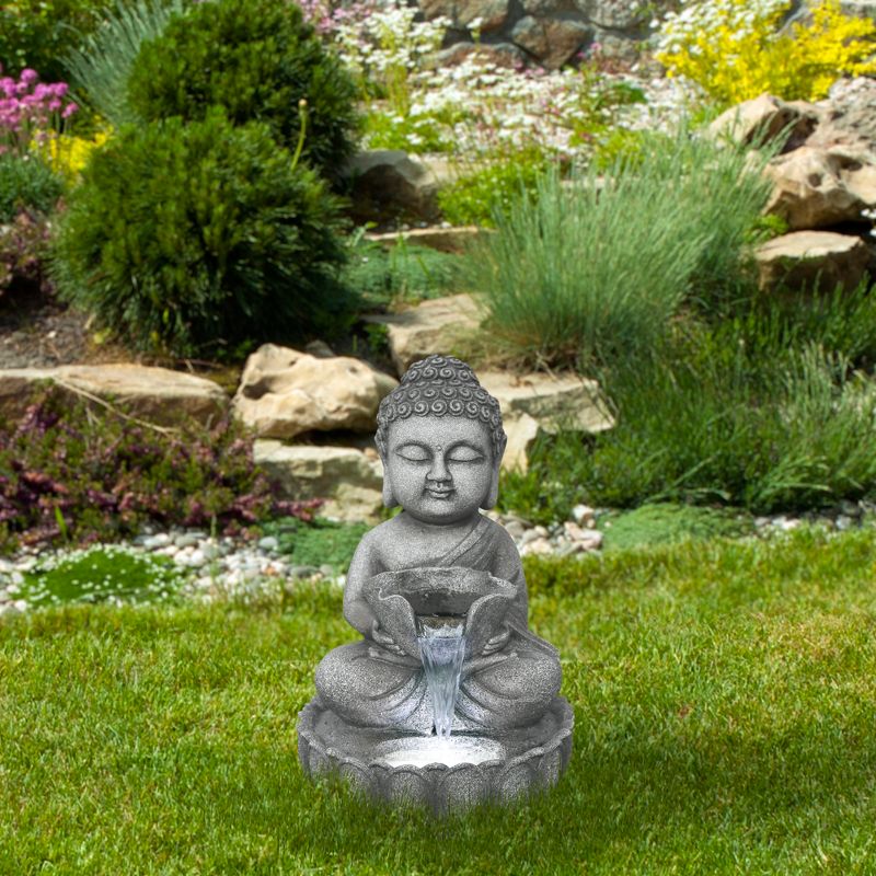 Northlight 21.5" Buddha in Sukhasana Pose Outdoor Garden Water Fountain, 2 of 7