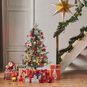 3/4.5Ft Artificial Christmas Tree With Warm White LED Lights，Fiber Optic-Like Flocked Tree  for Home, Shops, Party and Holiday Christmas Decoration - 1 of 4