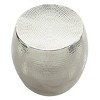 Round Hammered Silver Metal Accent Table Silver - Olivia & May - 3 of 4