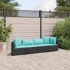 vidaXL Patio Sofa Set with Cushions Lounge Setting Outdoor Furniture Poly Rattan - Black and Blue 4 Piece - 2 of 4