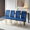 Okak Modern Nordic Velvet Dining Chairs Set of 4, Kitchen Side Chairs with Gold Metal Legs & High Back Cushion for Dining Room - 2 of 4