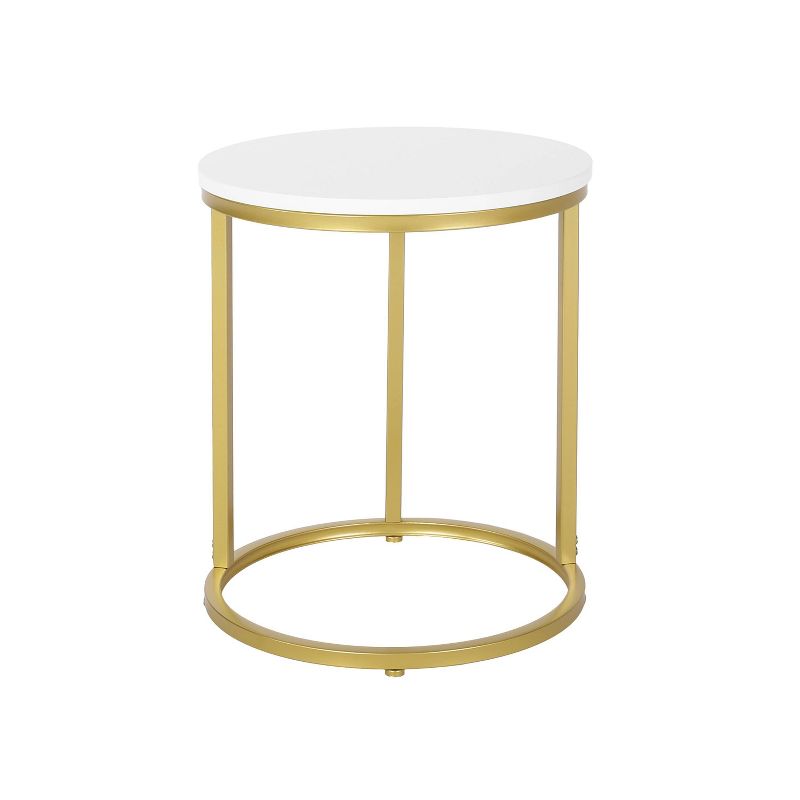 Ingersol Modern Glam C Shaped End Table White/Gold - Christopher Knight Home, 3 of 10