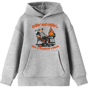Grillin' and Chillin' Like A Football Villain Youth Long Sleeve Hoodie - 1 of 2