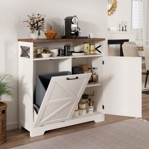 Tilt Out Trash Can Cabinet for 13 * 1 Gallon Trash Can, Dog Proof Garbage Can - 1 of 4