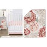 Sweet Jojo Designs Boy or Girl Gender Neutral Unisex Baby Crib Bedding Set - Pink and Ivory Peony Floral Garden Collection 4pc