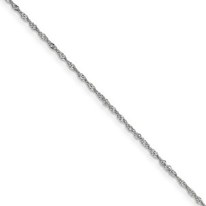 Black Bow Jewelry 1mm 14k White Gold Diamond Cut Singapore Chain Necklace - 1 of 4