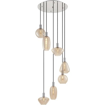 Modern Chrome and Glass 6-Light Pendant Chandelier